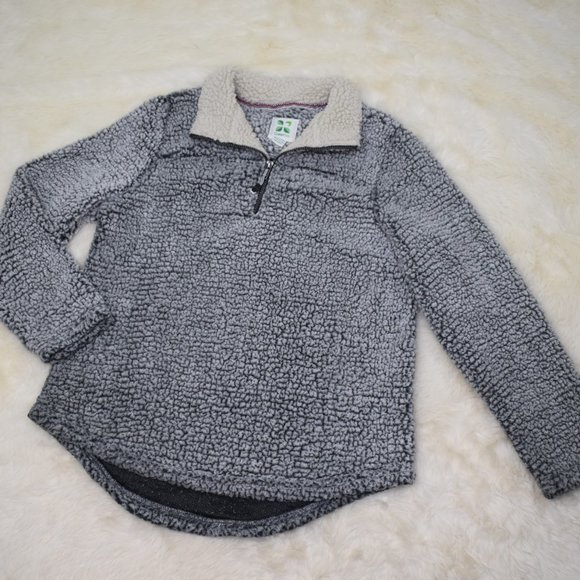 Green Tea Womens Fleece Pullover Sweatshirt Size M Gray Quarter Zip Sherpa Warm - Picture 8 of 10